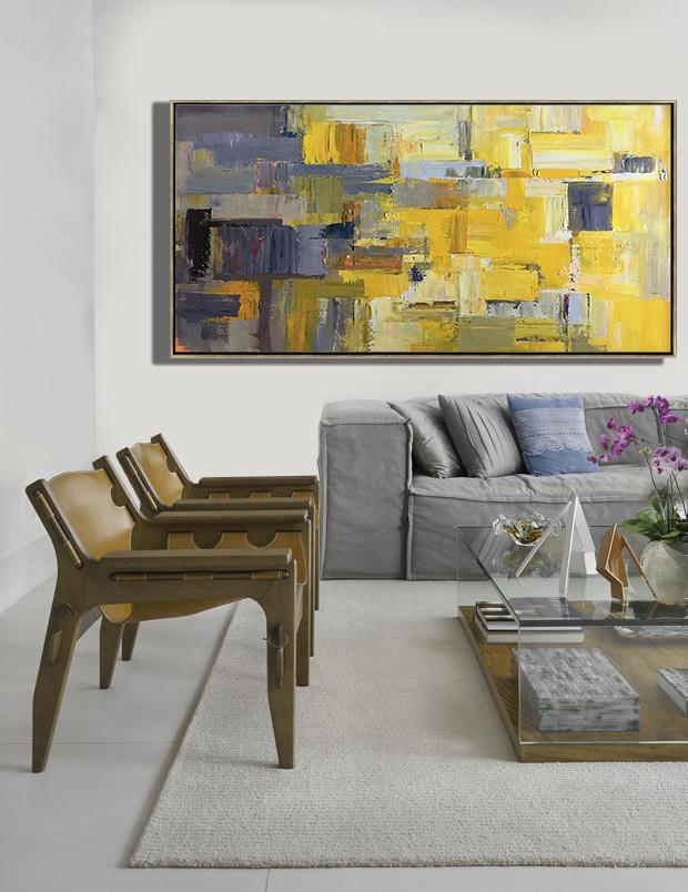 Panoramic Palette Knife Contemporary Art #L53D - Click Image to Close